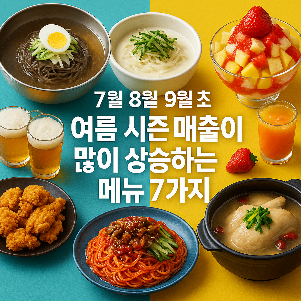 여름 시즌 매출이 많이 상승하는 메뉴 7가지