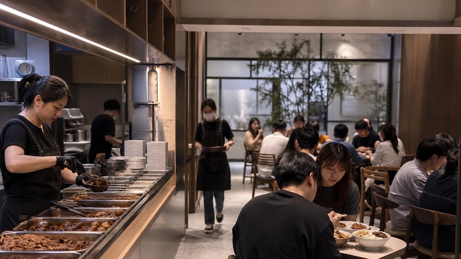 오리목 팔던 중국 간식 체인들이 좌석을 놓고 밥을 팔기 시작했다